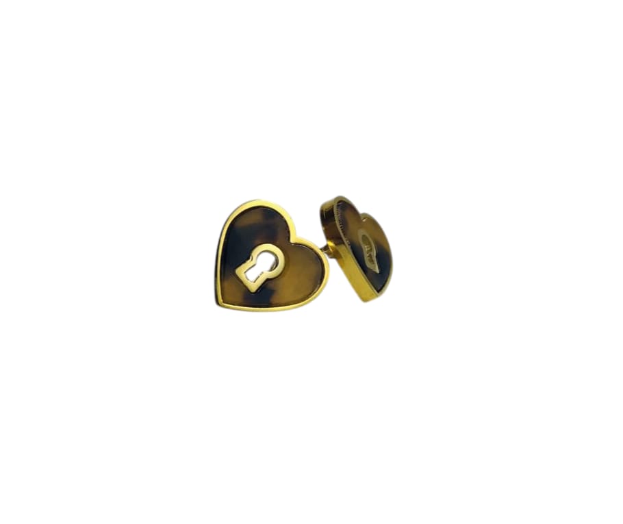Aros corazón dorados